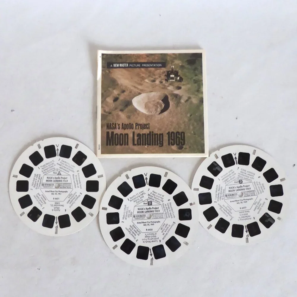 VINTAGE 1951 VIEW MASTER SAWYERS PROJECTOR MOON LANDING FLINTSTONES 14 REELS